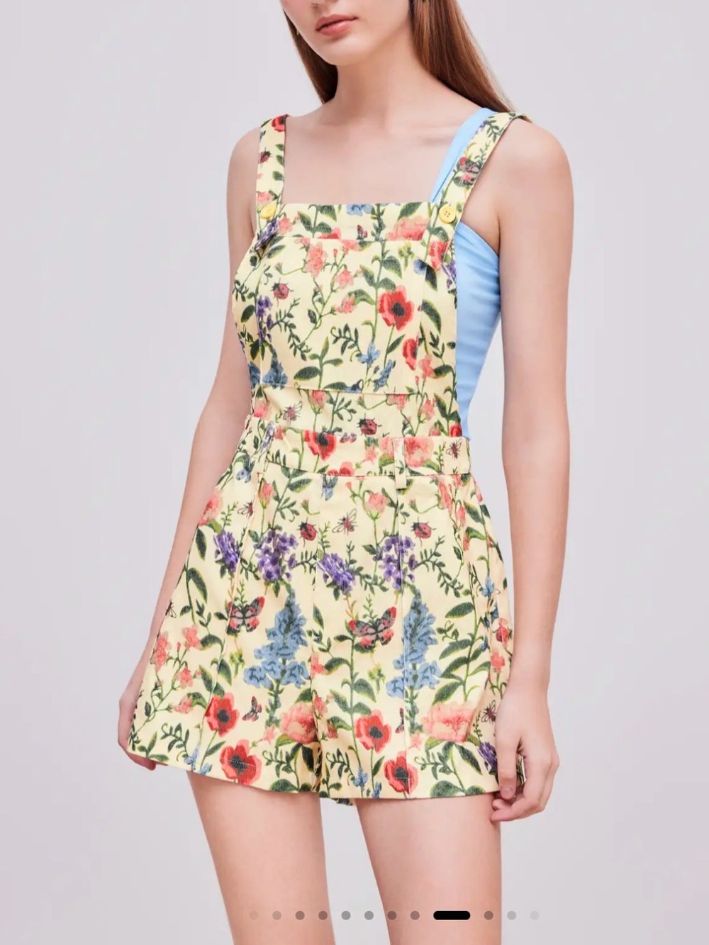 Cider Yellow Floral Short Dungaree Romper